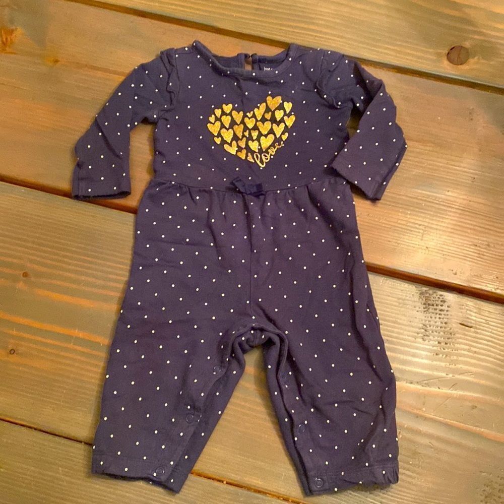3/$15 Baby Girl Blue and Gold Jumper